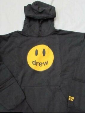 Justin Bieber drew house Black Hoodie with Yellow Smiley Chest Logo